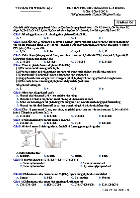Đề kiểm tra chương Ancol  Phenol môn Hóa học 11 - Mã đề thi 136 - Trường THPT Đồng Đậu